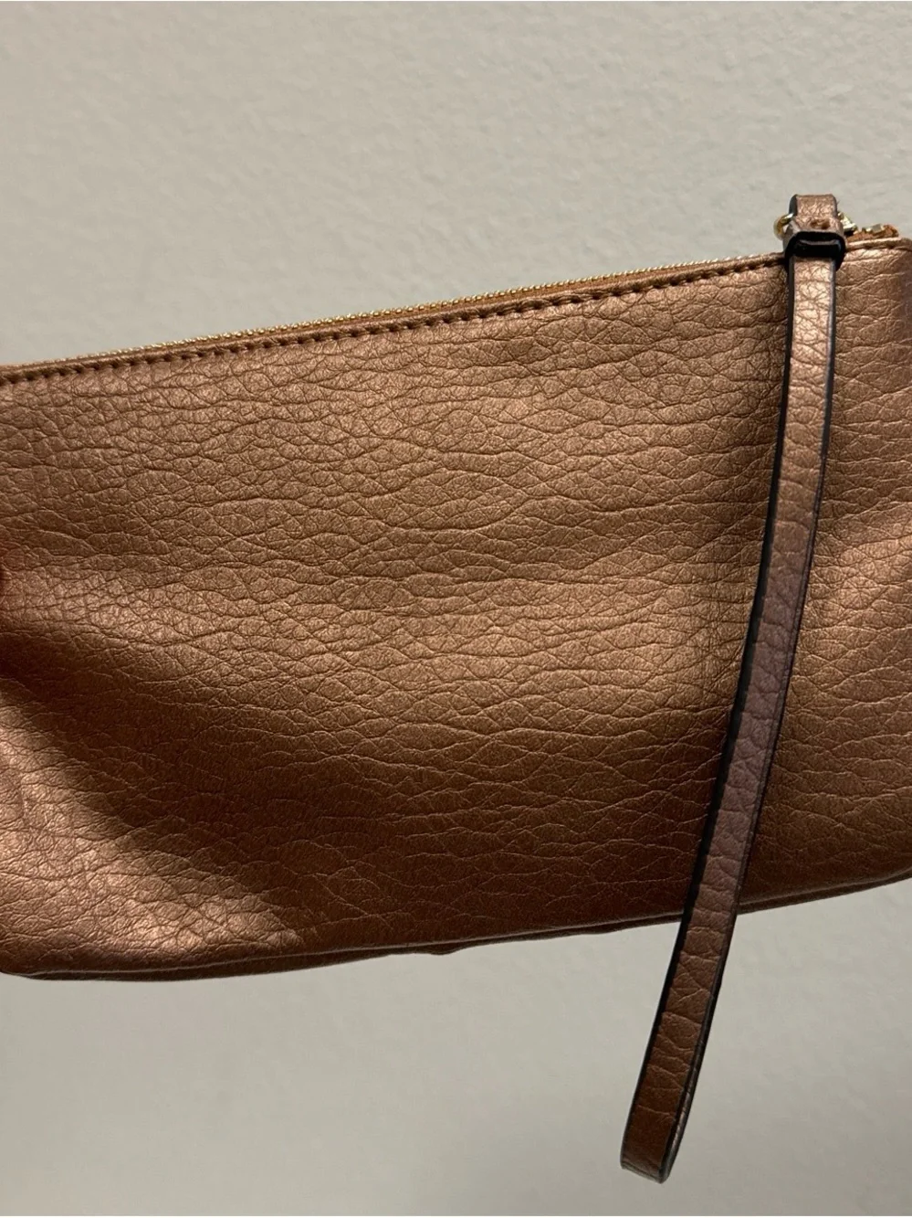 Juicy Couture Metallic Bronze Pleated Wristlet Clutch